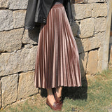 Velvet Hundred Folded Skirt Female Students 2025 Spring And Autumn New Korean Version Of High-Rise Half-Dress Mid-Long Long Skirts Appear High