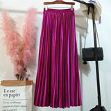 Velvet Hundred Folded Skirt Female Students 2025 Spring And Autumn New Korean Version Of High-Rise Half-Dress Mid-Long Long Skirts Appear High