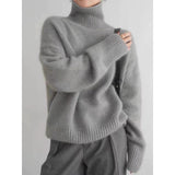 Autumn/Winter 2025 New Thick Solid-Colored Cashmere Knitted Shirt Women High-Collar Short-Sleeve Loose Lazy Sweater