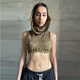 Autumn 2025 Fashion Trend Women's New Hooded Sleeveless Umbilly Knitted Solid Color Sweater