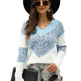 Sweater 2025 New Colored Knitted Shirt Women's Autumn Winter Leopard Tard New V-Necked Sweater
