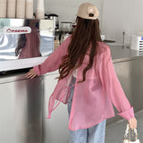 Ice Silk Cardigan Small Loose Thin Long Sleeve Sunscreen Shirt Women's Summer Design Sense Back Open Fork Shirt
