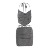 Fashion 2025 Spring New Women's Clothing Hanging Back Body Small Waist Sexy Ass Skirt Set